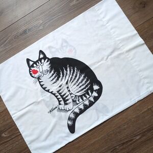 Vtg 70s Kliban Cat Kiss Cheek Standard Pillow Case Cover Bedding Marlborough